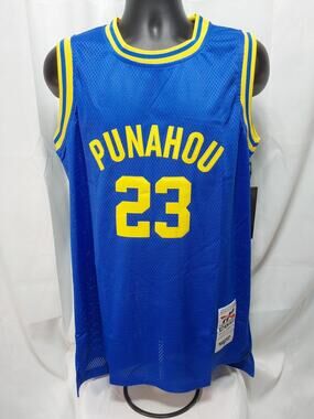Headgear Authentics XL Royal Barack Obama Punahou H.S.#23 Basketball Jersey#M171